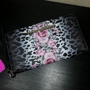 Betsey Johnson Leopard & Rose Zip Around Wallet